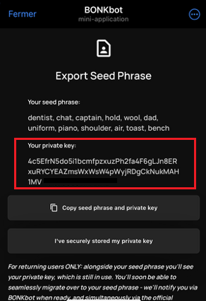 Экспорт seed-фразы