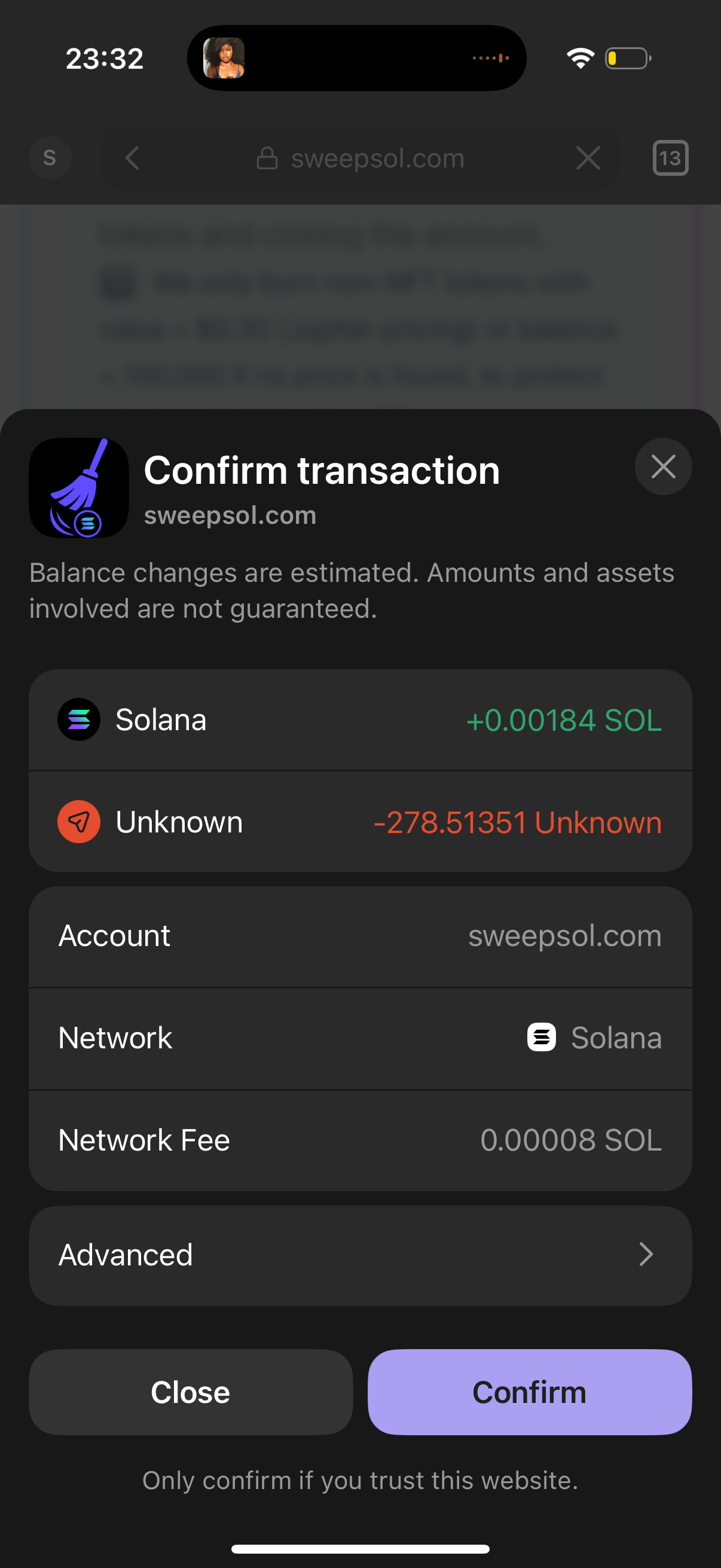 Confirmación del Wallet