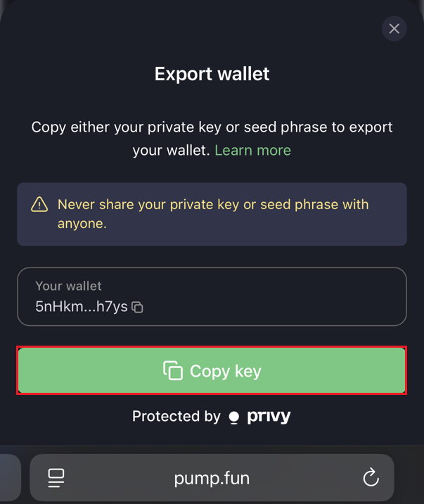 Private Key Display